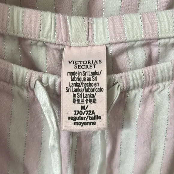 Victoria's Secret The Mayfair 2-Piece Pink White Striped Pajama Set Size Medium