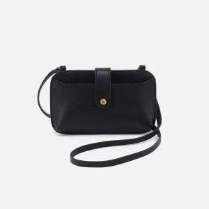 Vida Phone Crossbody in Micro Pebbled Leather - Black