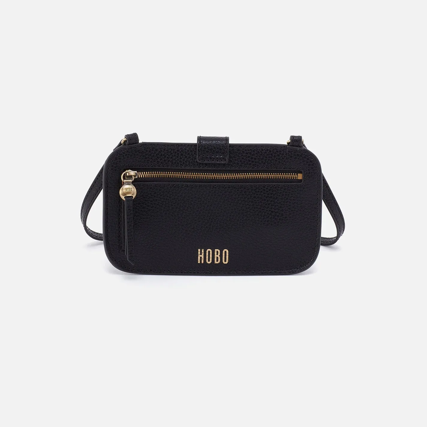 Vida Phone Crossbody in Micro Pebbled Leather - Black