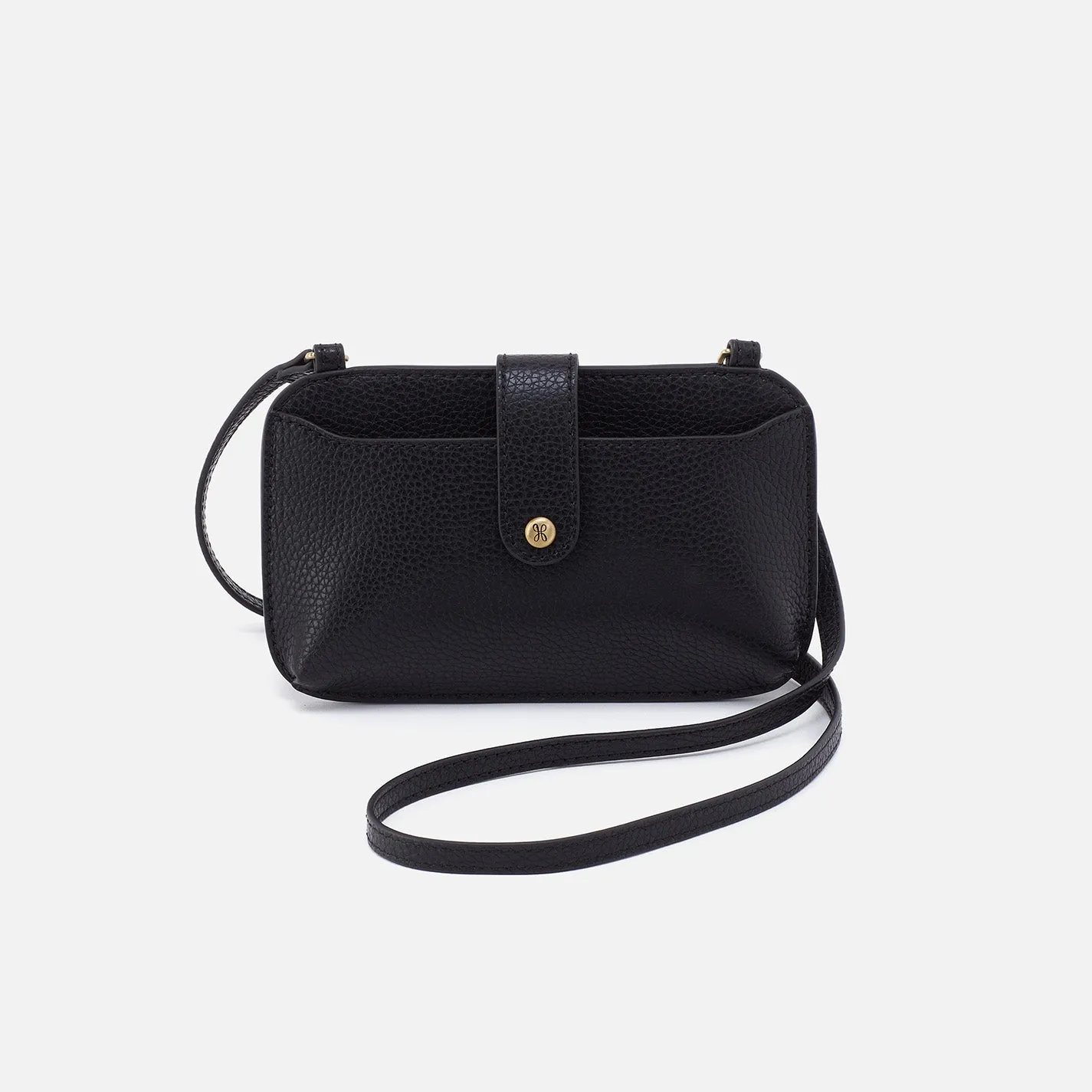 Vida Phone Crossbody in Micro Pebbled Leather - Black