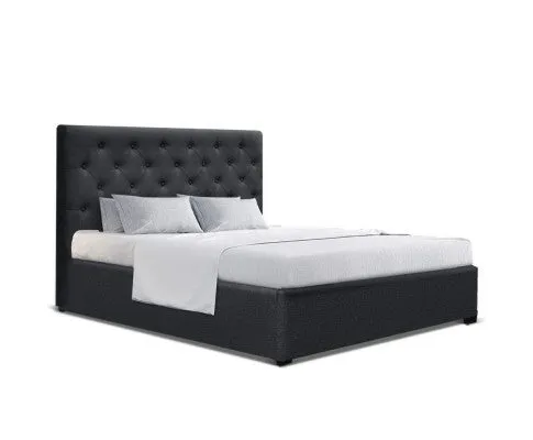 Vila Bed Frame Fabric Gas Lift Storage - Charcoal