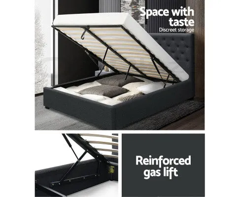 Vila Bed Frame Fabric Gas Lift Storage - Charcoal