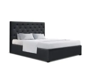Vila Bed Frame Fabric Gas Lift Storage - Charcoal