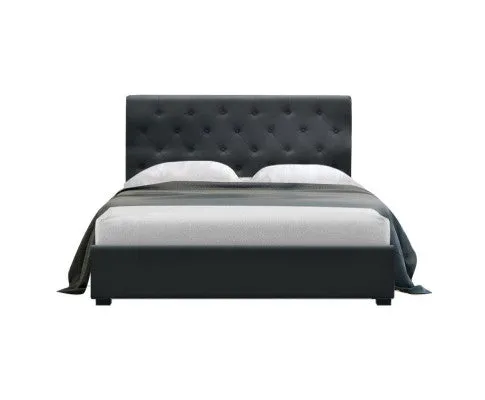 Vila Bed Frame Fabric Gas Lift Storage - Charcoal