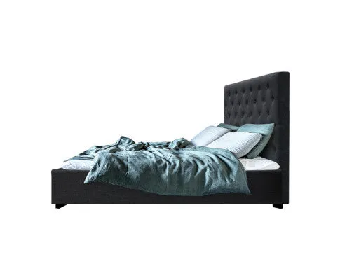Vila Bed Frame Fabric Gas Lift Storage - Charcoal