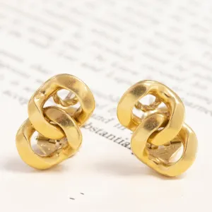 Vintage Curb Link Earrings, Italian
