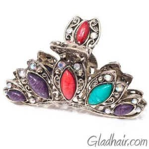Vintage Gilt Arched Hair Claw Multicolor Decoration