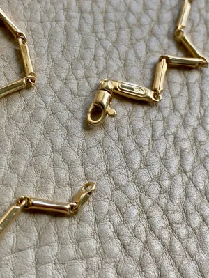 Vintage Italian 18k Gold Tubular Bar Link Necklace - 16.5 inch length
