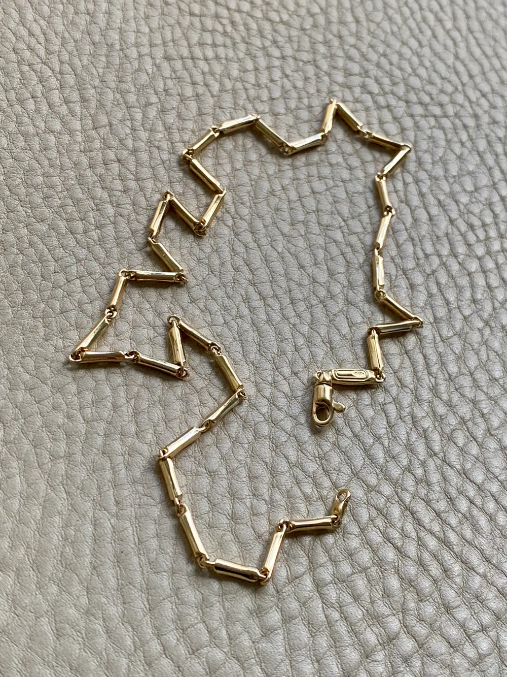 Vintage Italian 18k Gold Tubular Bar Link Necklace - 16.5 inch length