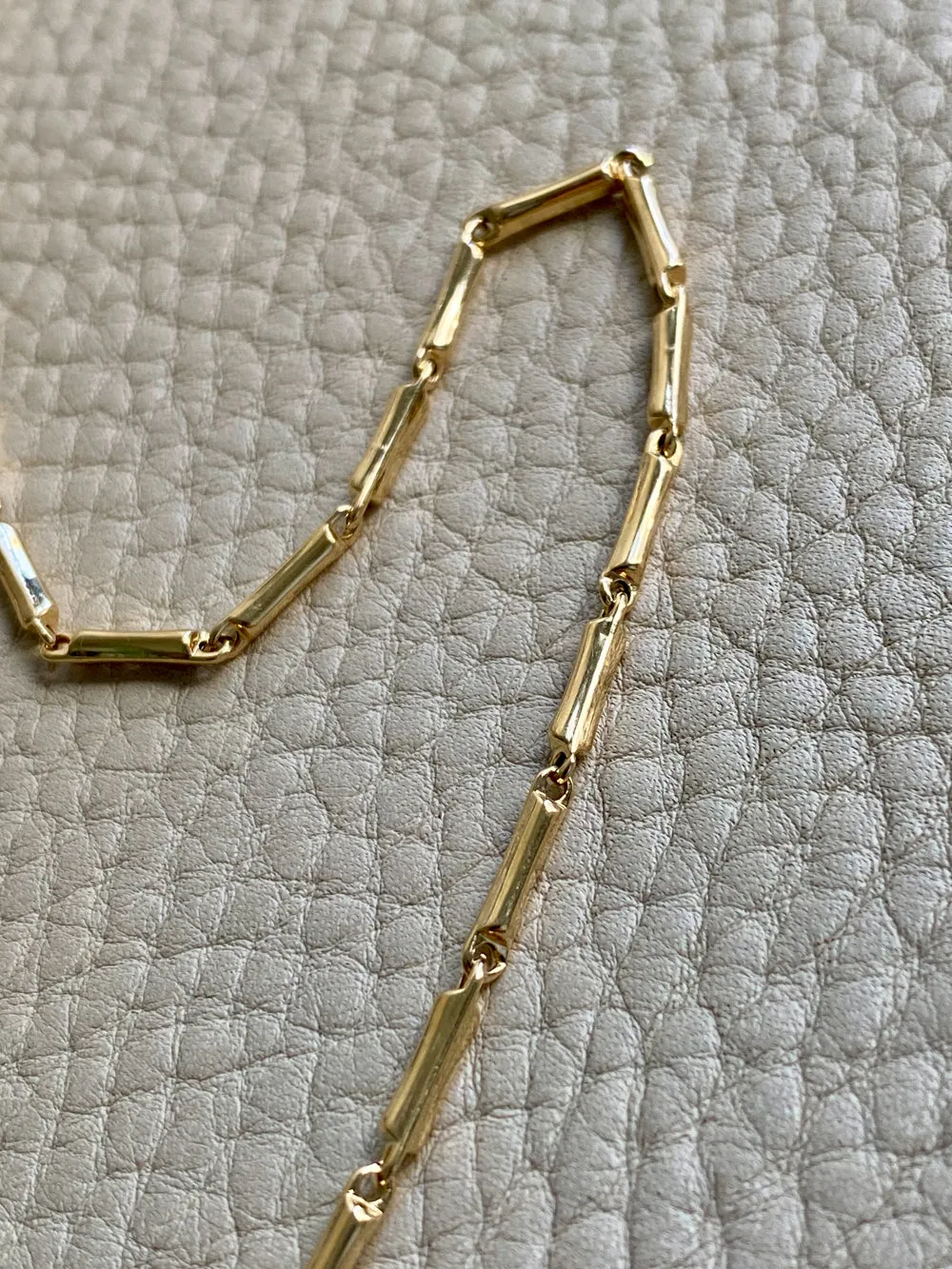 Vintage Italian 18k Gold Tubular Bar Link Necklace - 16.5 inch length