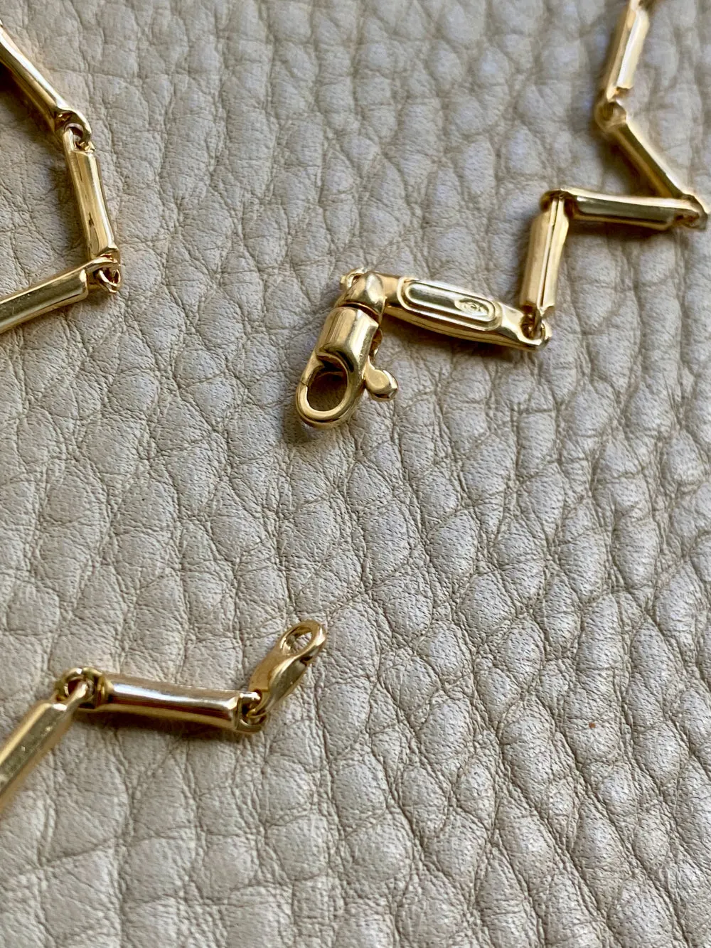 Vintage Italian 18k Gold Tubular Bar Link Necklace - 16.5 inch length