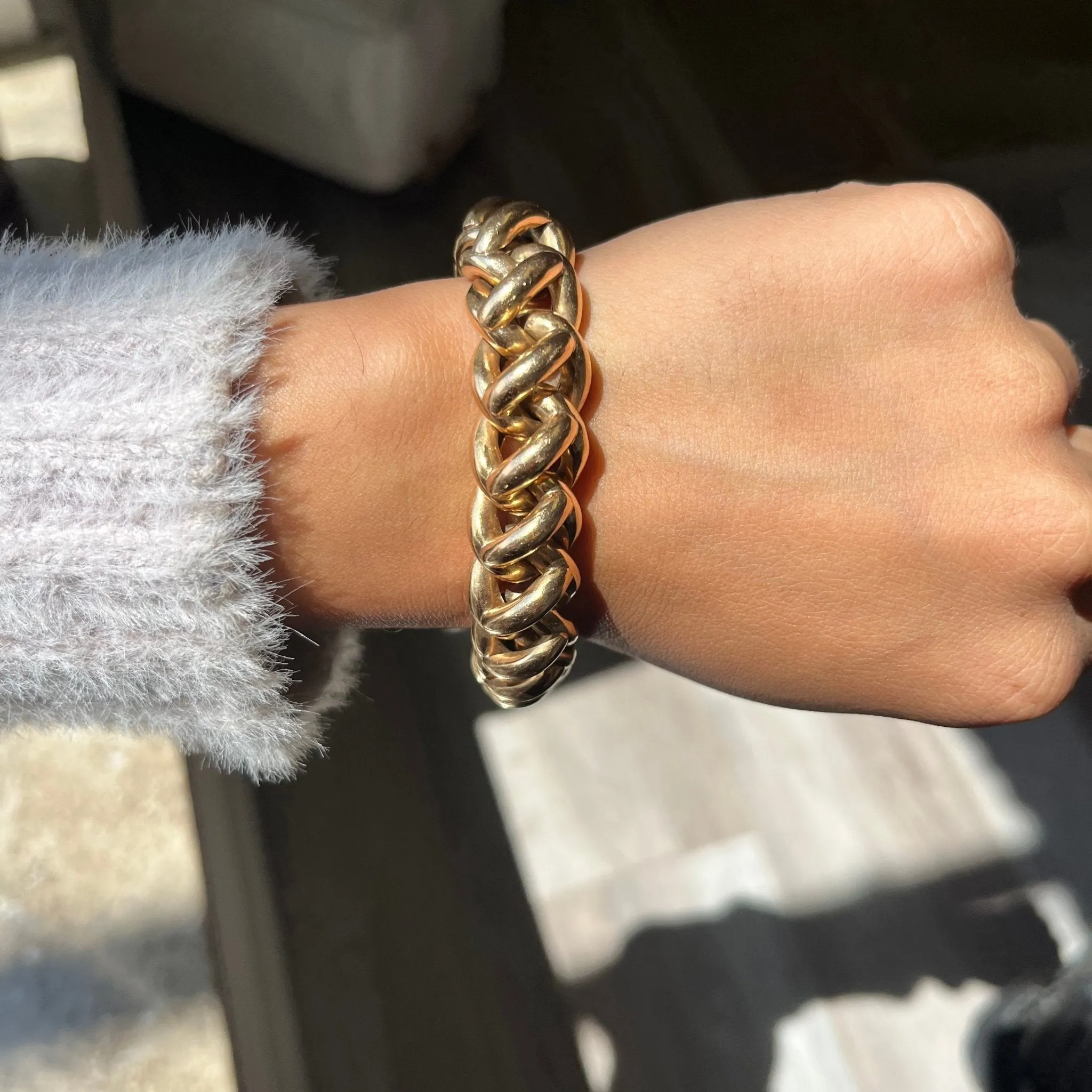 Vintage Jumbo Heart Motif Link Bracelet