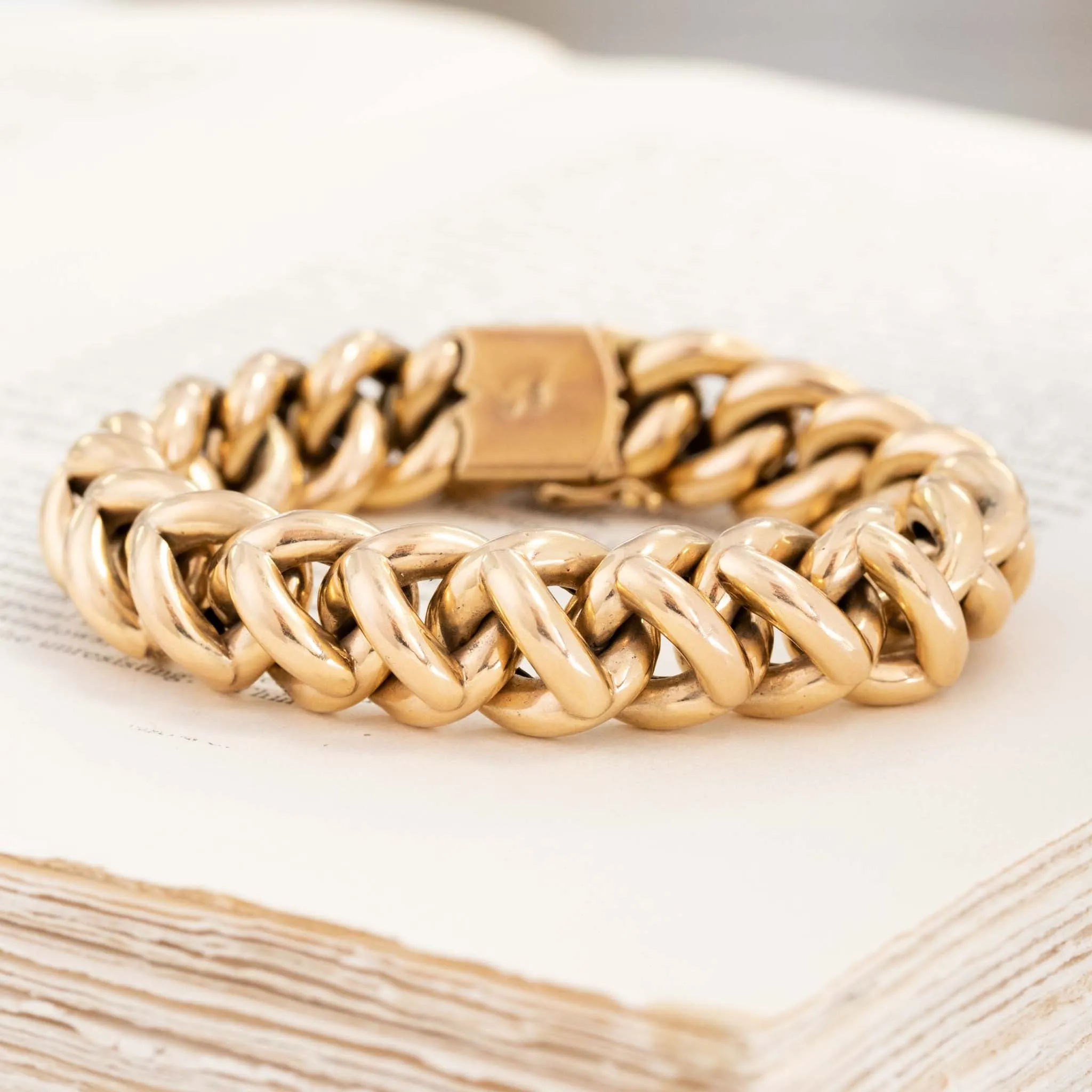 Vintage Jumbo Heart Motif Link Bracelet