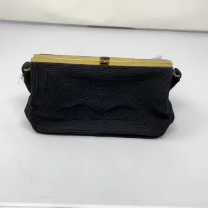 VINTAGE: Top Handle Black Gold Clasp Purse