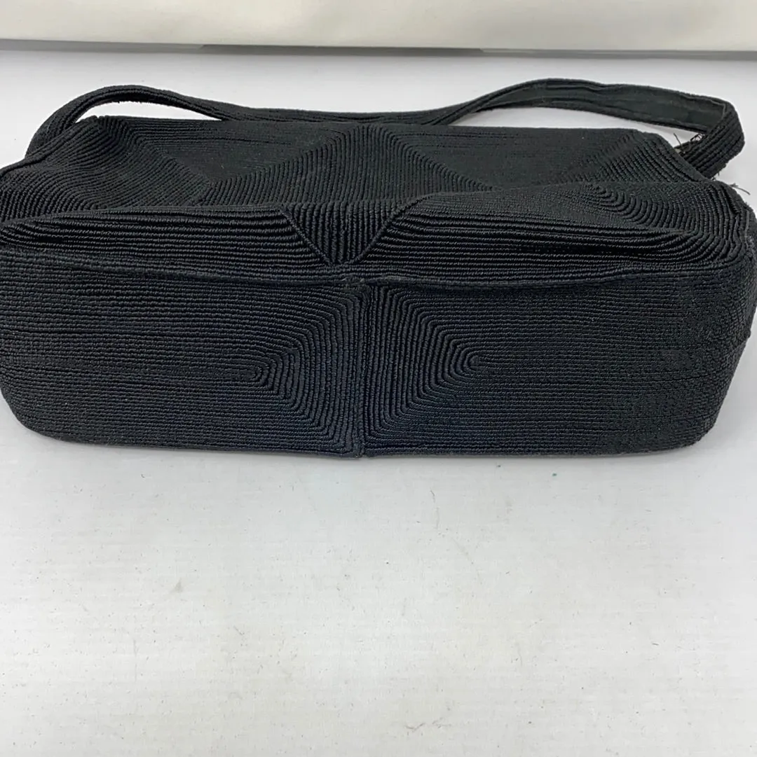 VINTAGE: Top Handle Black Gold Clasp Purse