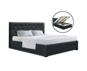 WARE Gas Lift Bed Frame Base With Storage Mattress Charcoal Fabric
