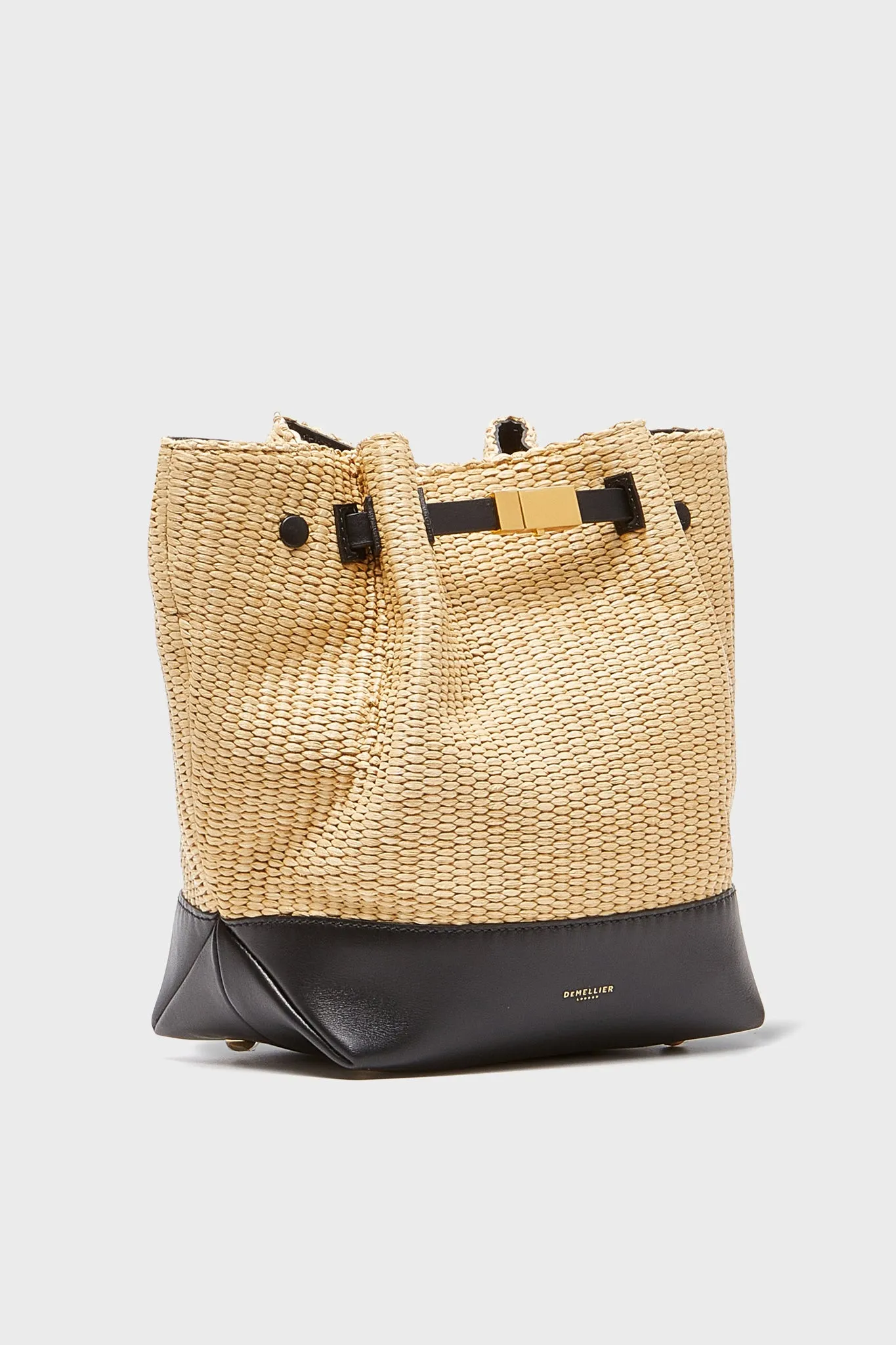 Warm Raffia and Black New York Bucket Bag