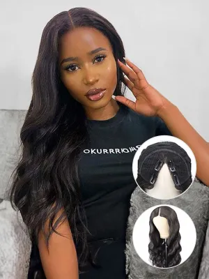 Wavymy Body Wave V Part Wig No Glue No Sew No Gel Human Hair Wig Thin Part Wig