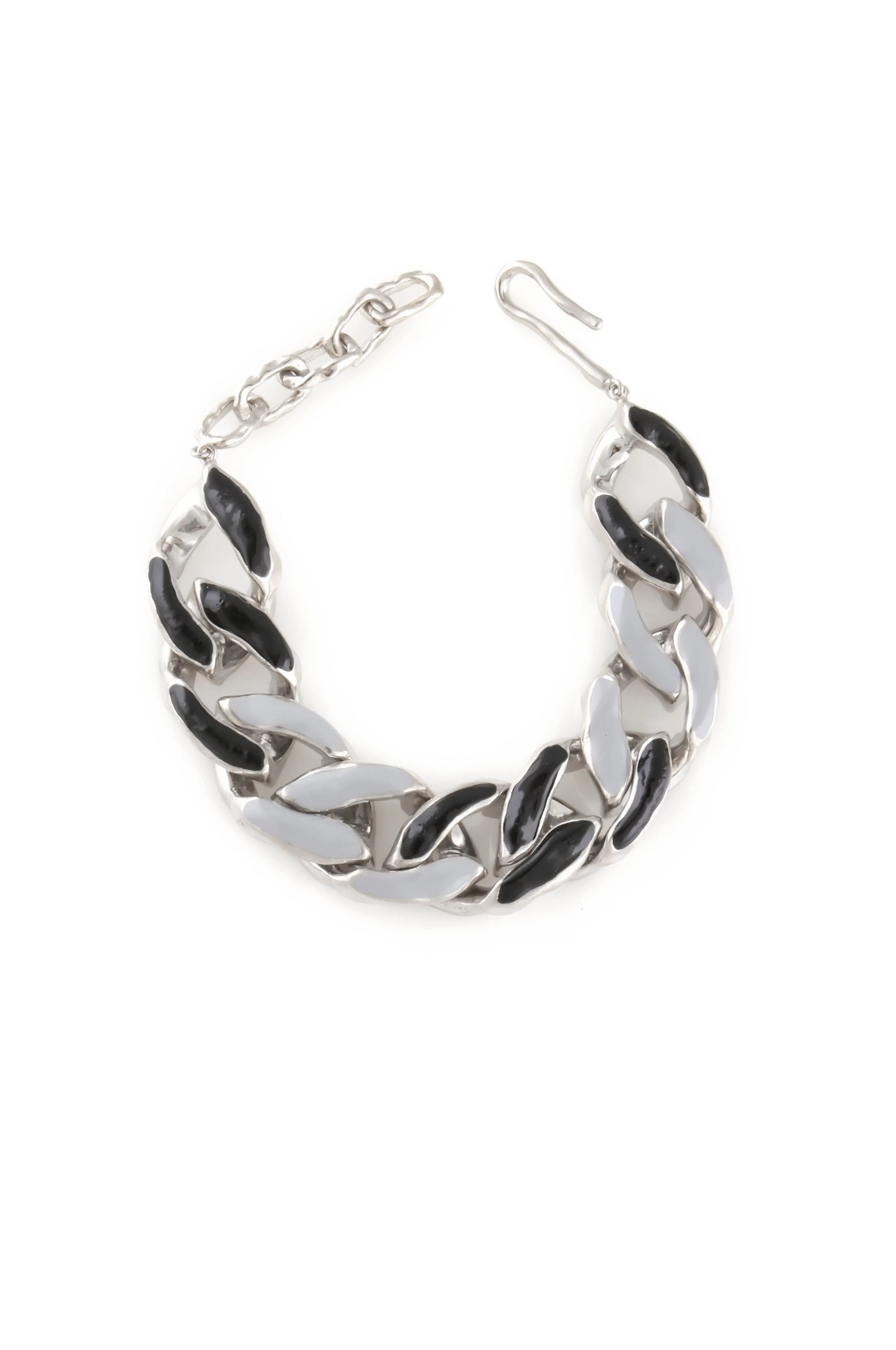 WHITE RHODIUM PLATED CHAIN BRACELET WITH ENAMEL