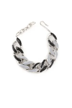 WHITE RHODIUM PLATED CHAIN BRACELET WITH ENAMEL