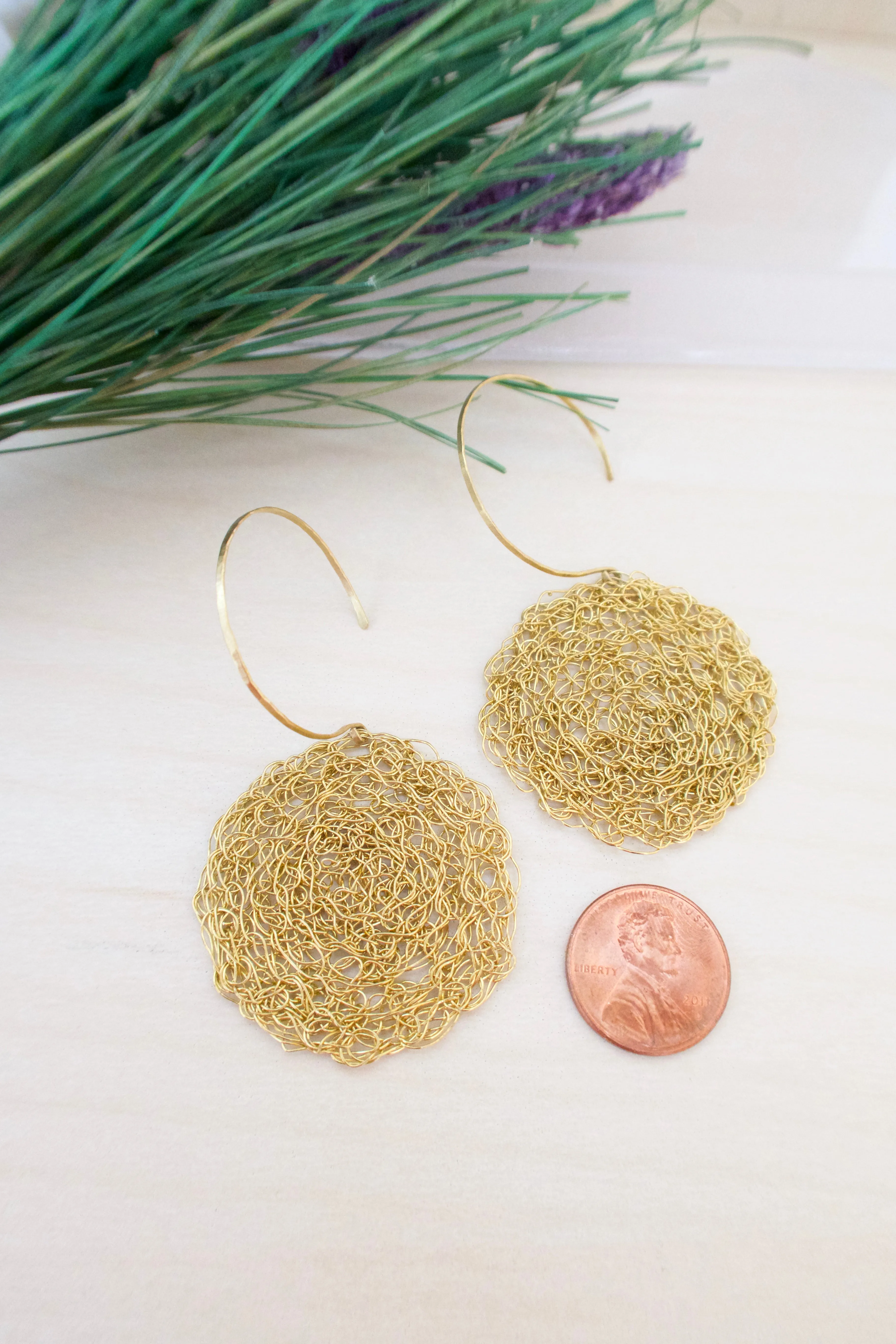 Wire Crochet Brass Lena Earrings