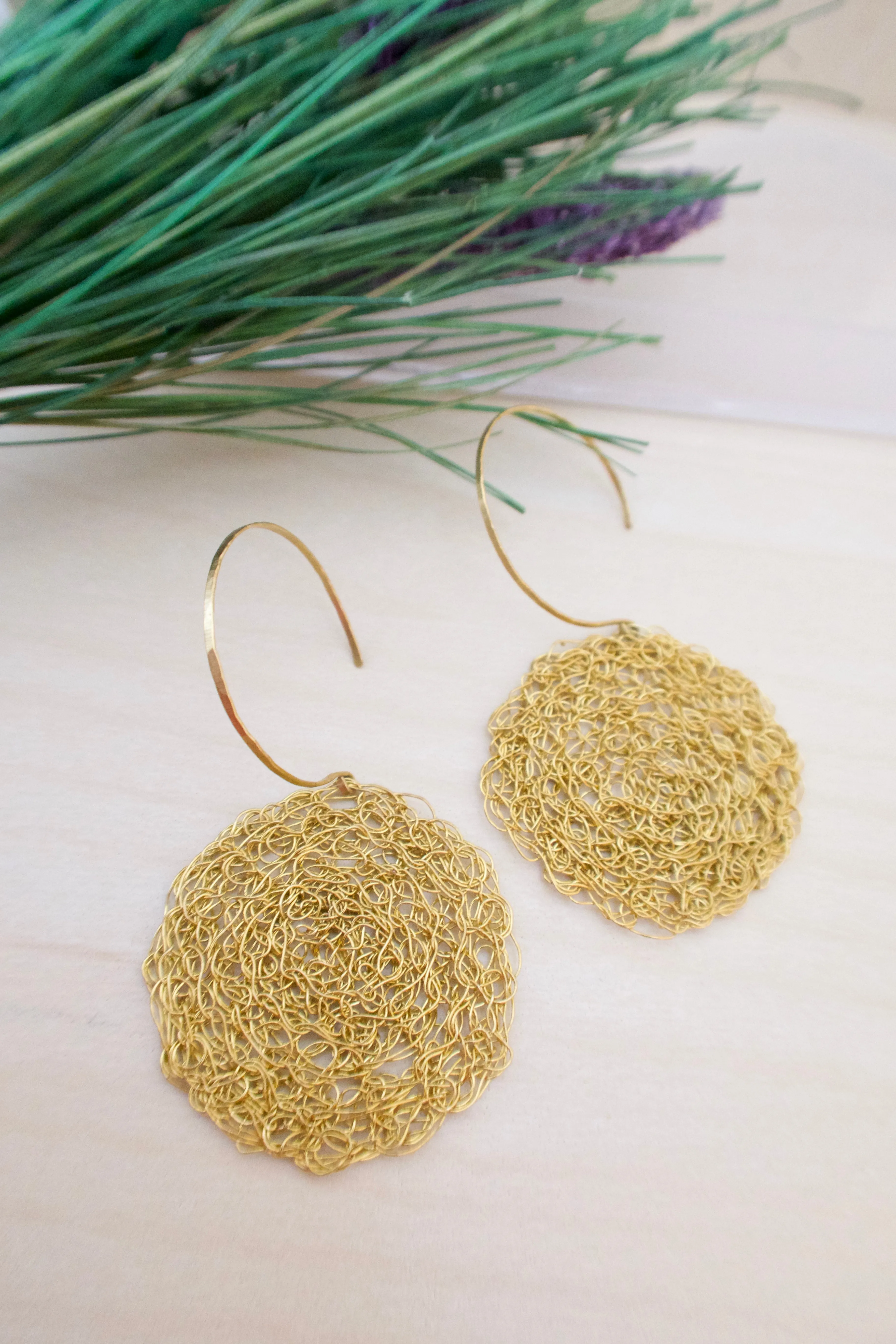 Wire Crochet Brass Lena Earrings
