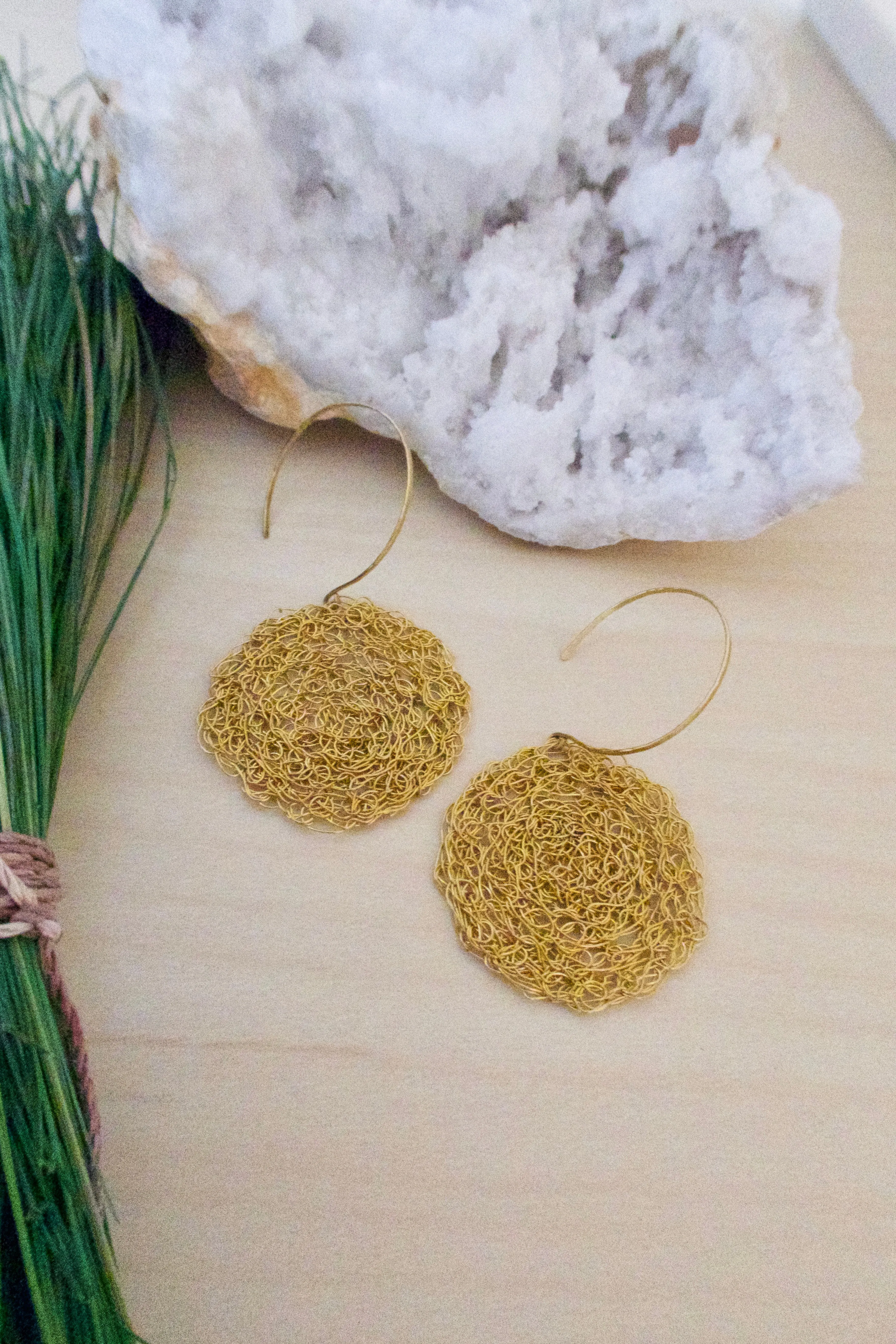 Wire Crochet Brass Lena Earrings