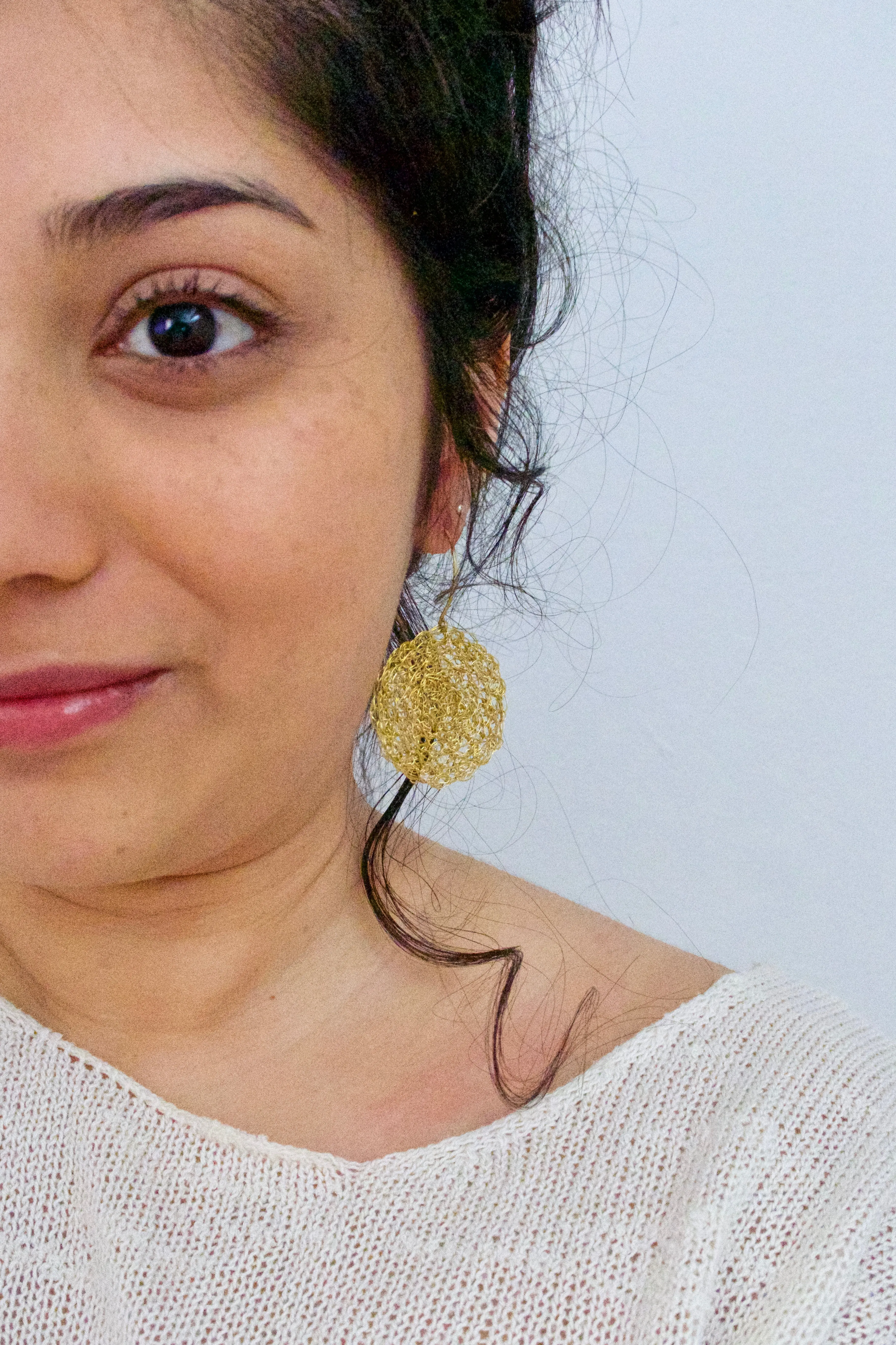 Wire Crochet Brass Lena Earrings