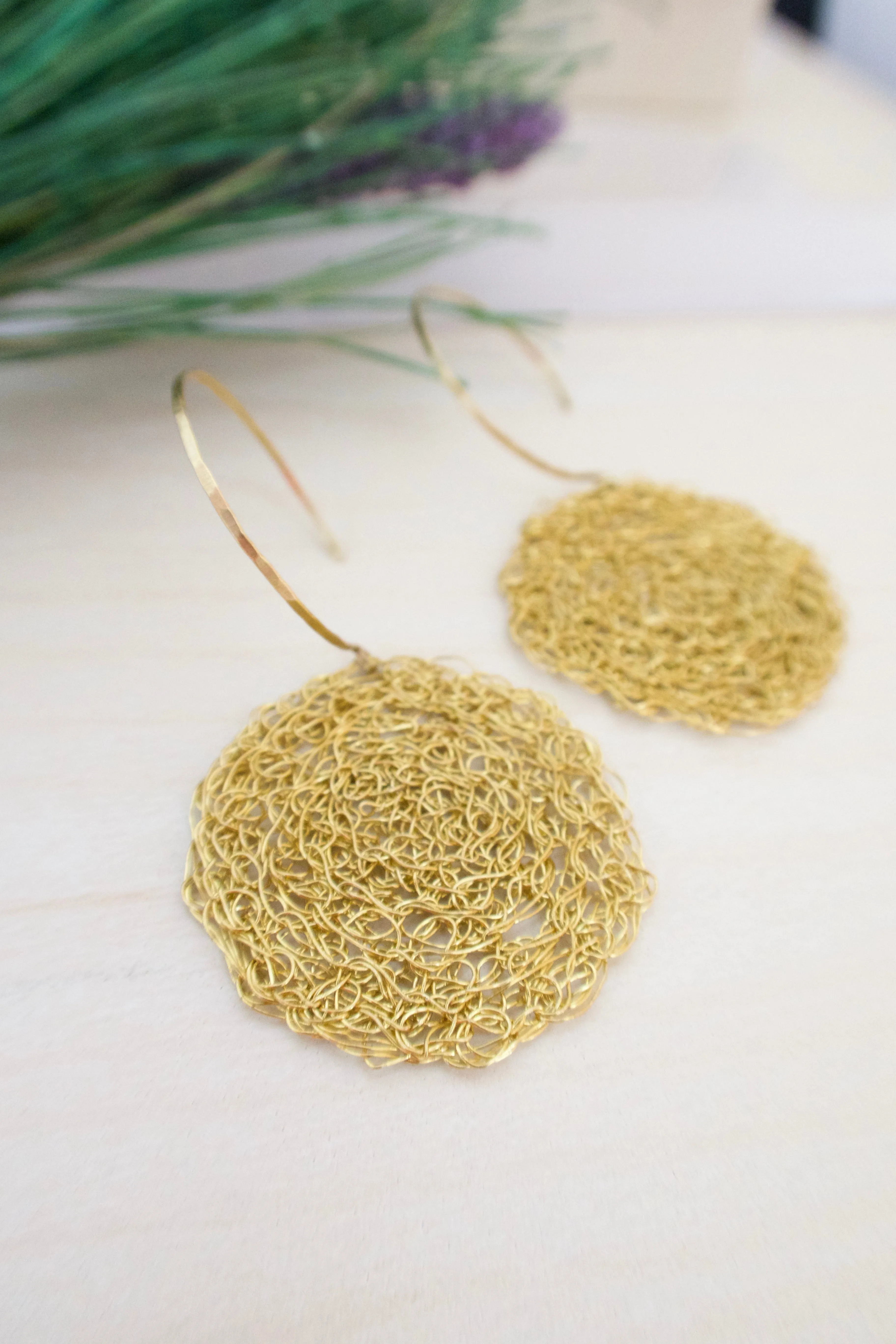 Wire Crochet Brass Lena Earrings