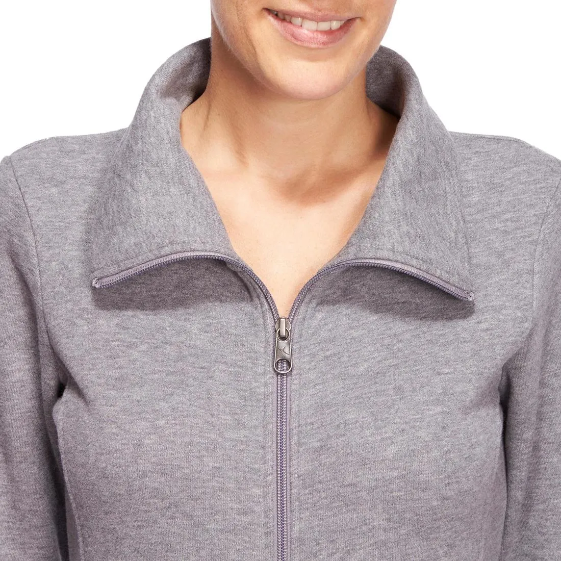 Women's Zip-Up Hoodless Gym & Pilates Jacket - Mottled Grey
