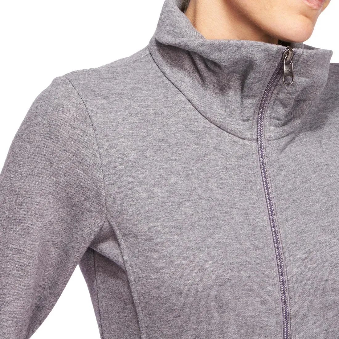 Women's Zip-Up Hoodless Gym & Pilates Jacket - Mottled Grey