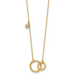 Yellow Gold Interlocking Circle Necklace with Diamond