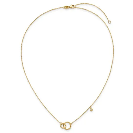 Yellow Gold Interlocking Circle Necklace with Diamond