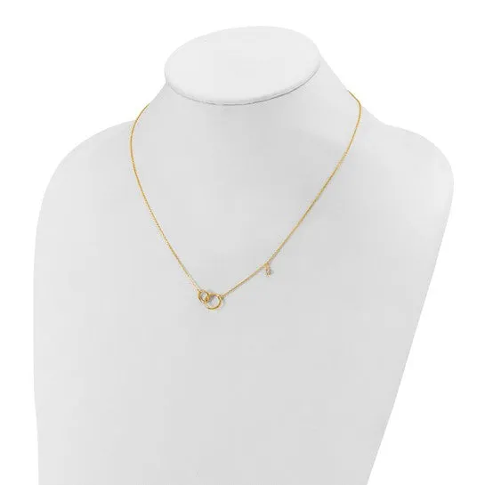 Yellow Gold Interlocking Circle Necklace with Diamond
