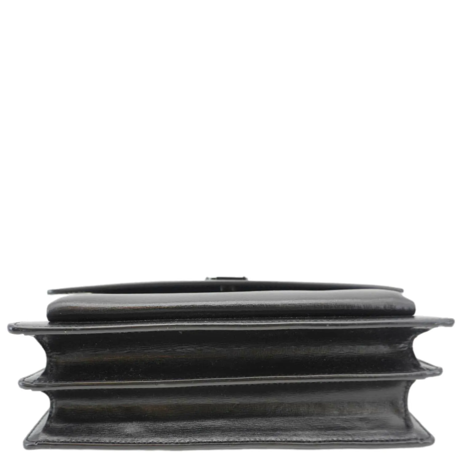YVES SAINT LAURENT Sunset Monogram Leather Shoulder Bag Black