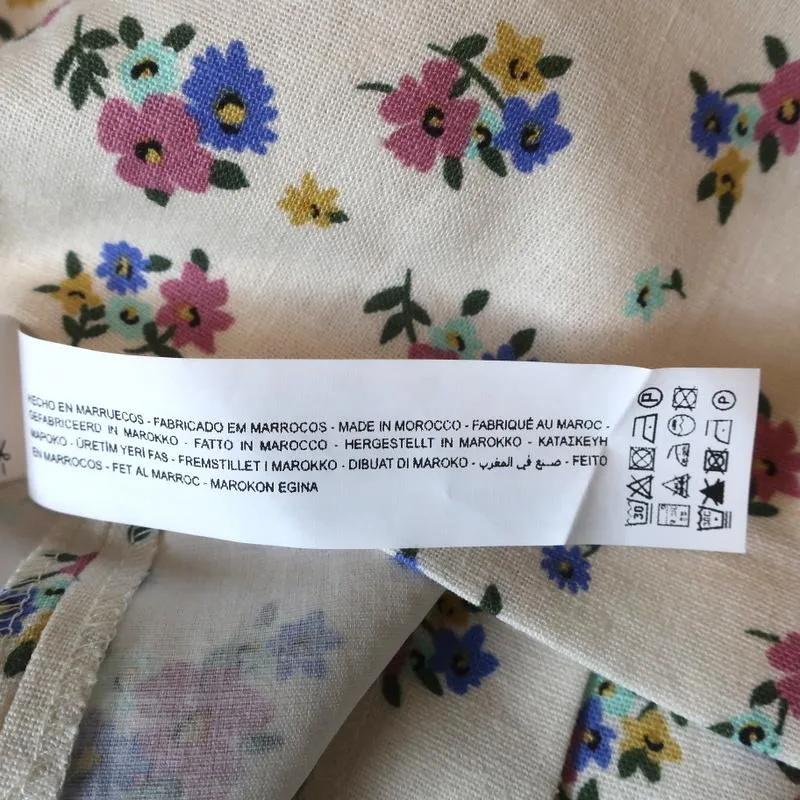Zara Mini Skirt Ivory Floral Print Linen-Blend Size Small NEW