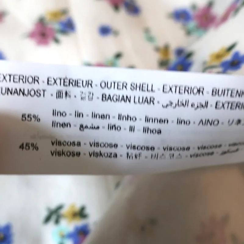 Zara Mini Skirt Ivory Floral Print Linen-Blend Size Small NEW