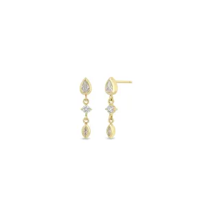 Zoe Chicco Gold Linked Mixed Diamond Drop Earring