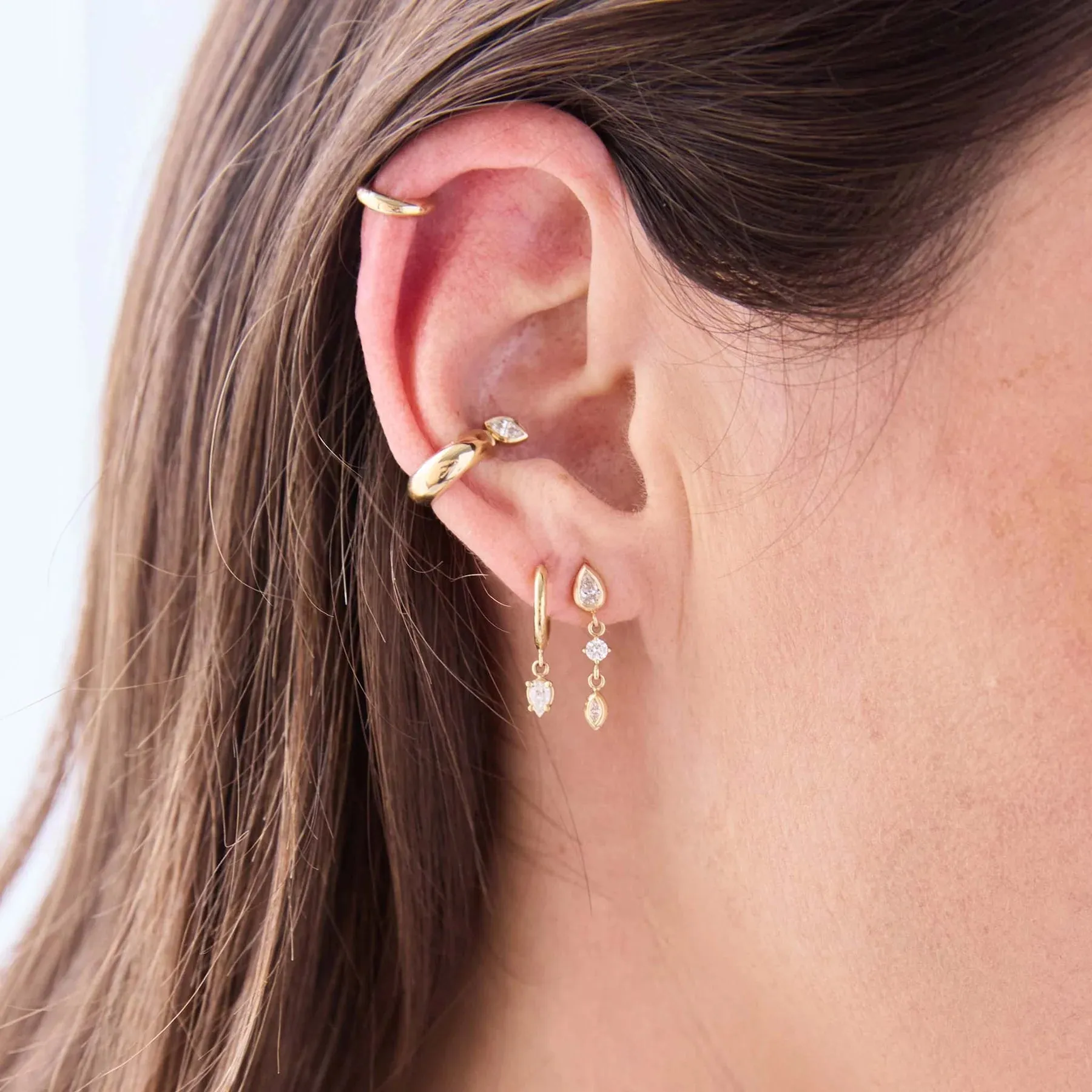 Zoe Chicco Gold Linked Mixed Diamond Drop Earring